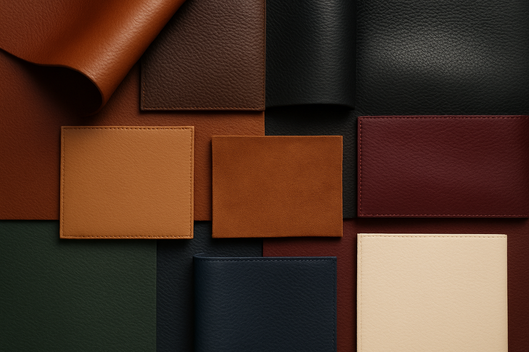 Multiple colors Leather raw material for bags which defines our "materials" section