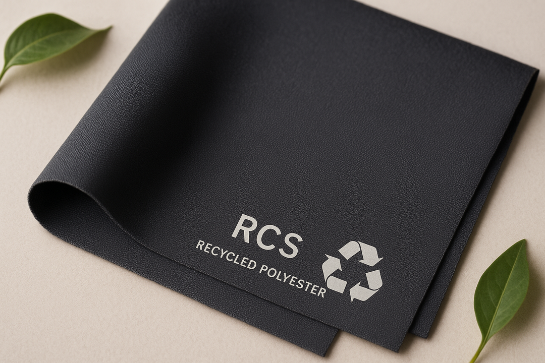 Our leather bags linings are made using RCS Recycled Polyester. This image we can show our materials page